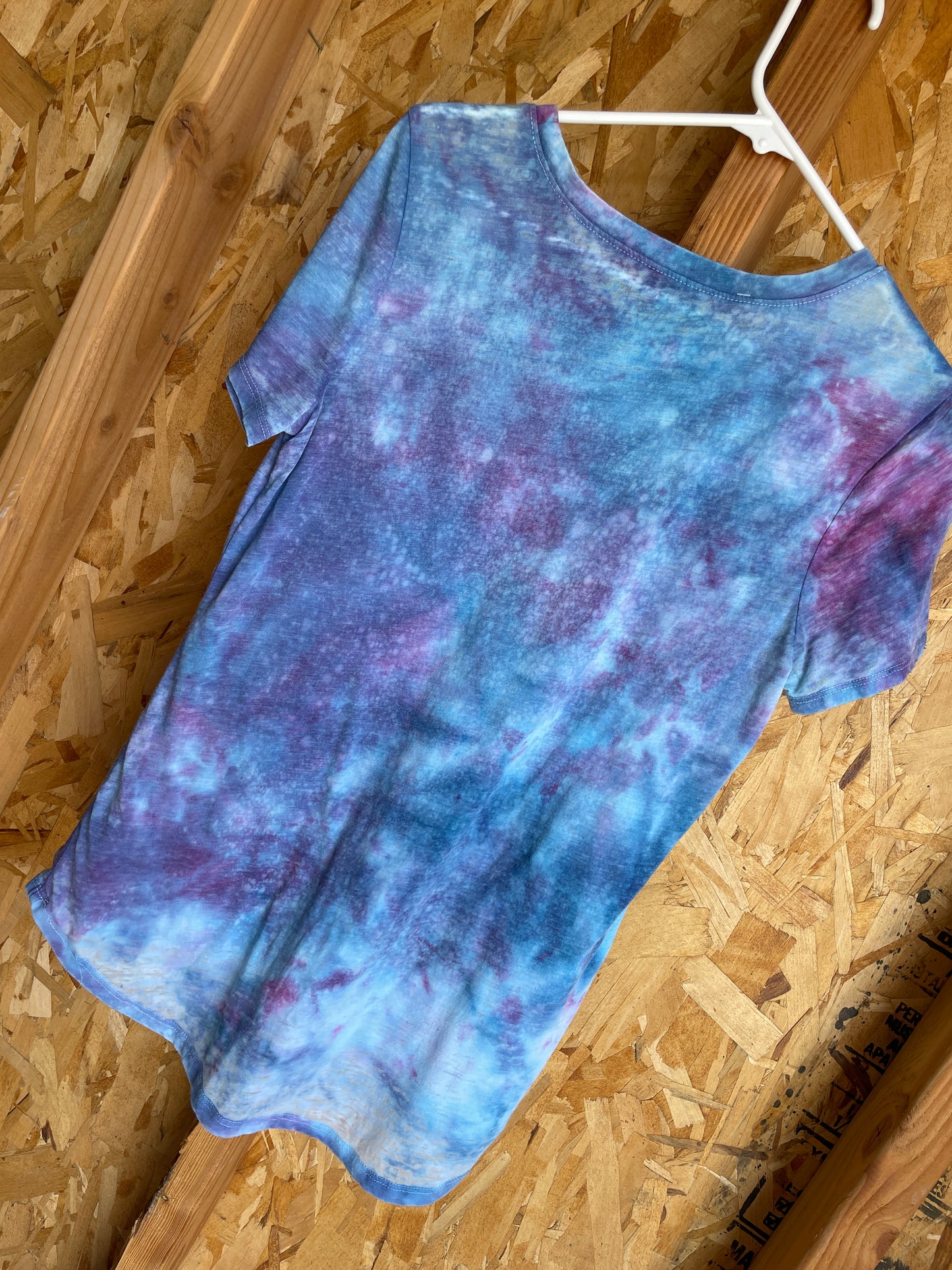 Medium Women's NASA Handmade Tie Dye T-Shirt | Blue and Purple Galaxy Ice Dye Tie Dye Short Sleeve