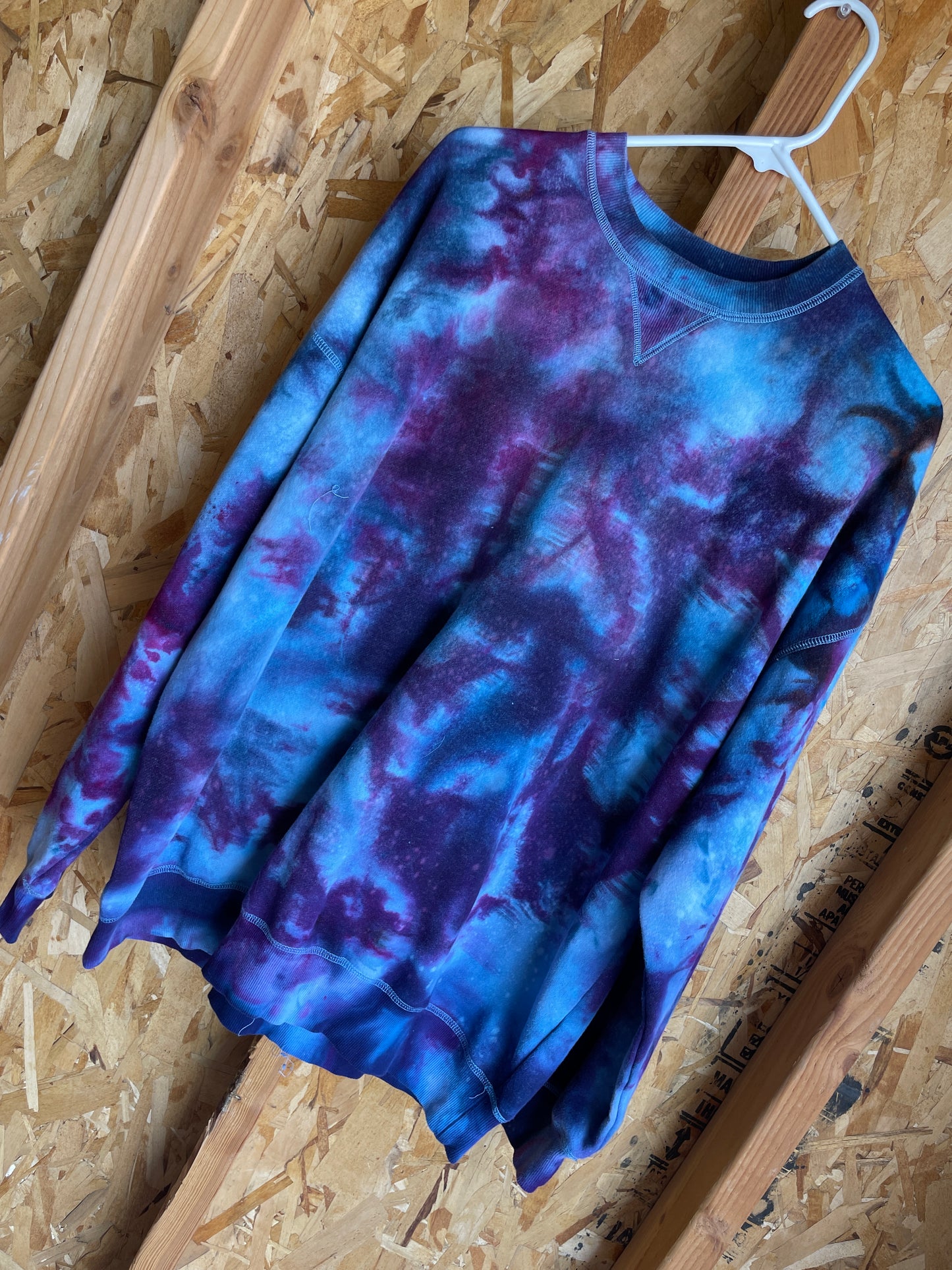 Large Women's Galaxy Dye Handmade Tie Dye Sweatshirt | Pink and Purple Galaxy Dye Tie Dye Long Sleeve