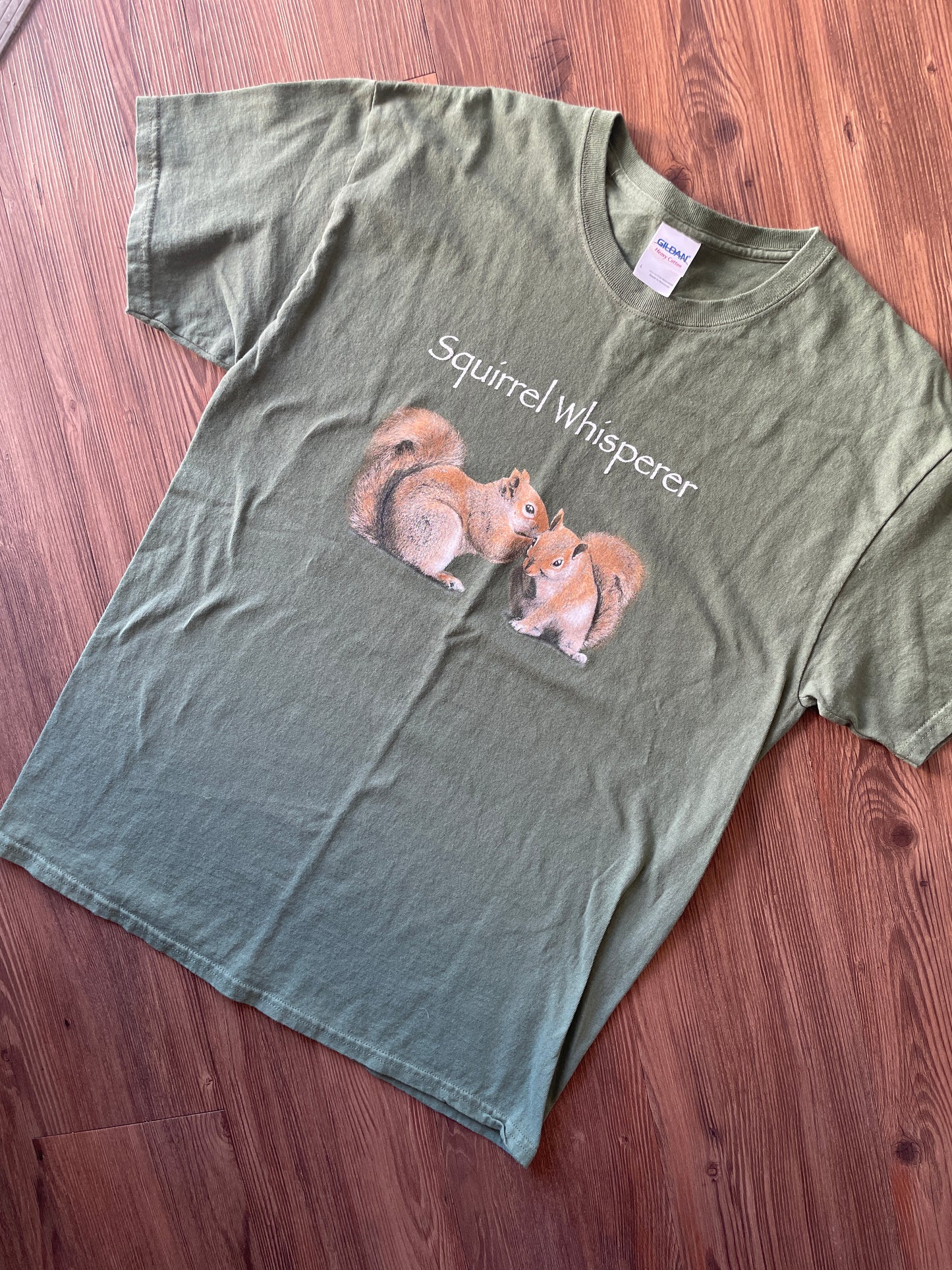 Large Men's Squirrel Whisperer Forest Green Short Sleeve T-Shirt | READY TO TIE DYE