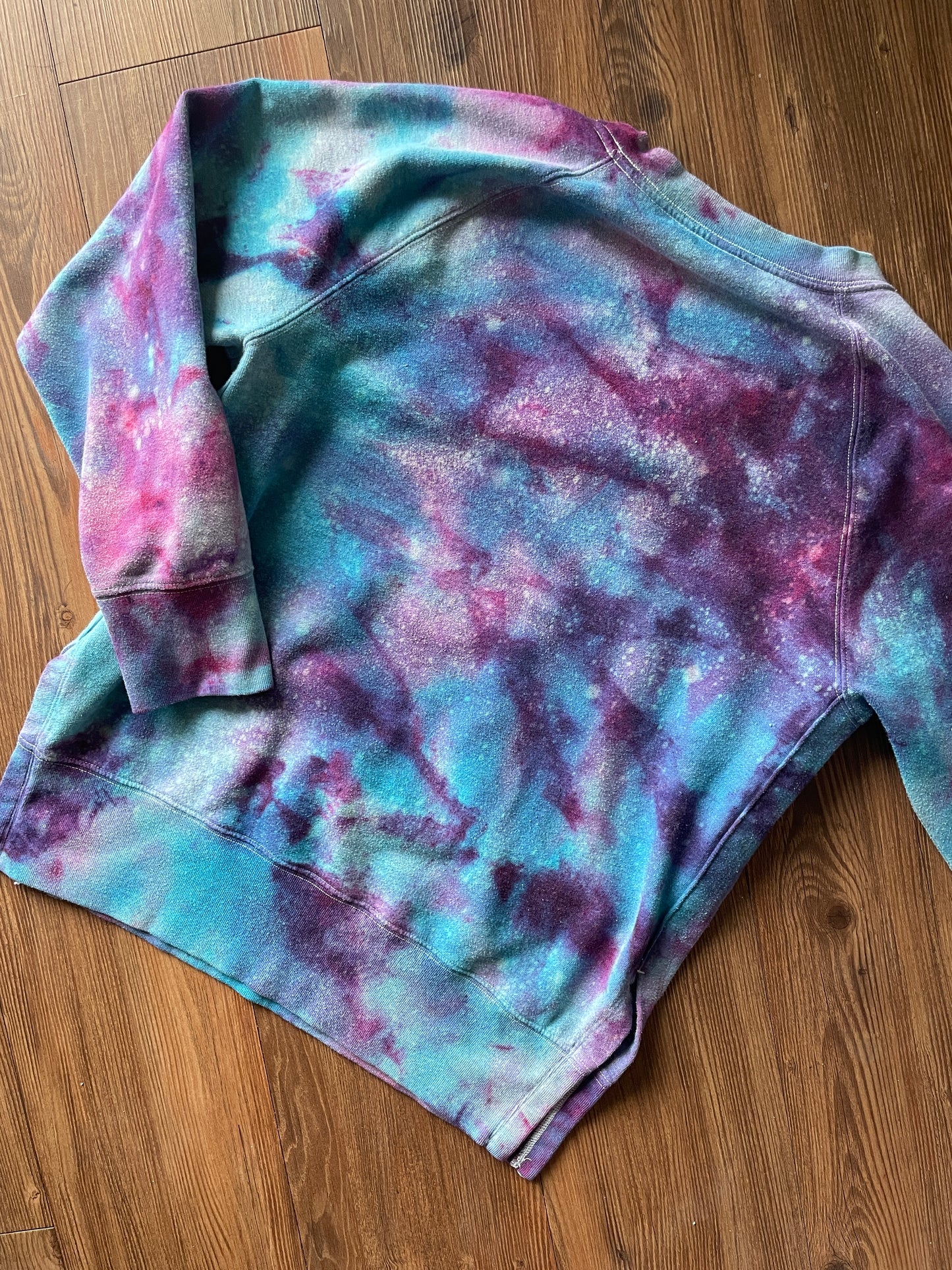 Small Women's Galaxy Dye Handmade Tie Dye Sweatshirt | Purple and Pink Galaxy Ice Dye Tie Dye Sweatshirt
