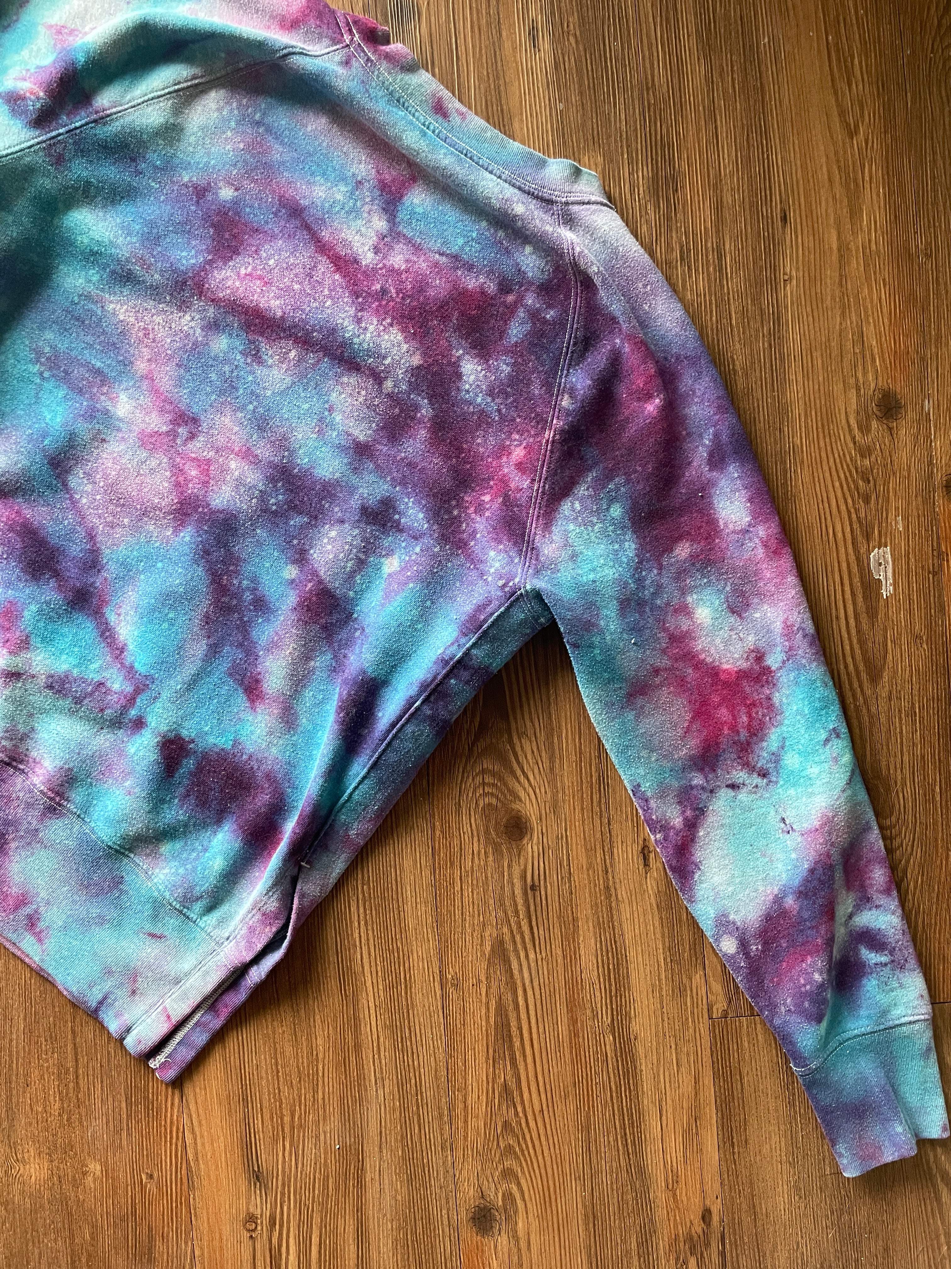 Small Women's Galaxy Dye Handmade Tie Dye Sweatshirt | Purple and Pink Galaxy Ice Dye Tie Dye Sweatshirt