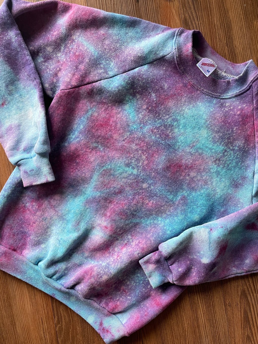 Medium Junior's Jerzeez Handmade Tie Dye Sweatshirt | Purple and Pink Galaxy Ice Dye Tie Dye Sweatshirt