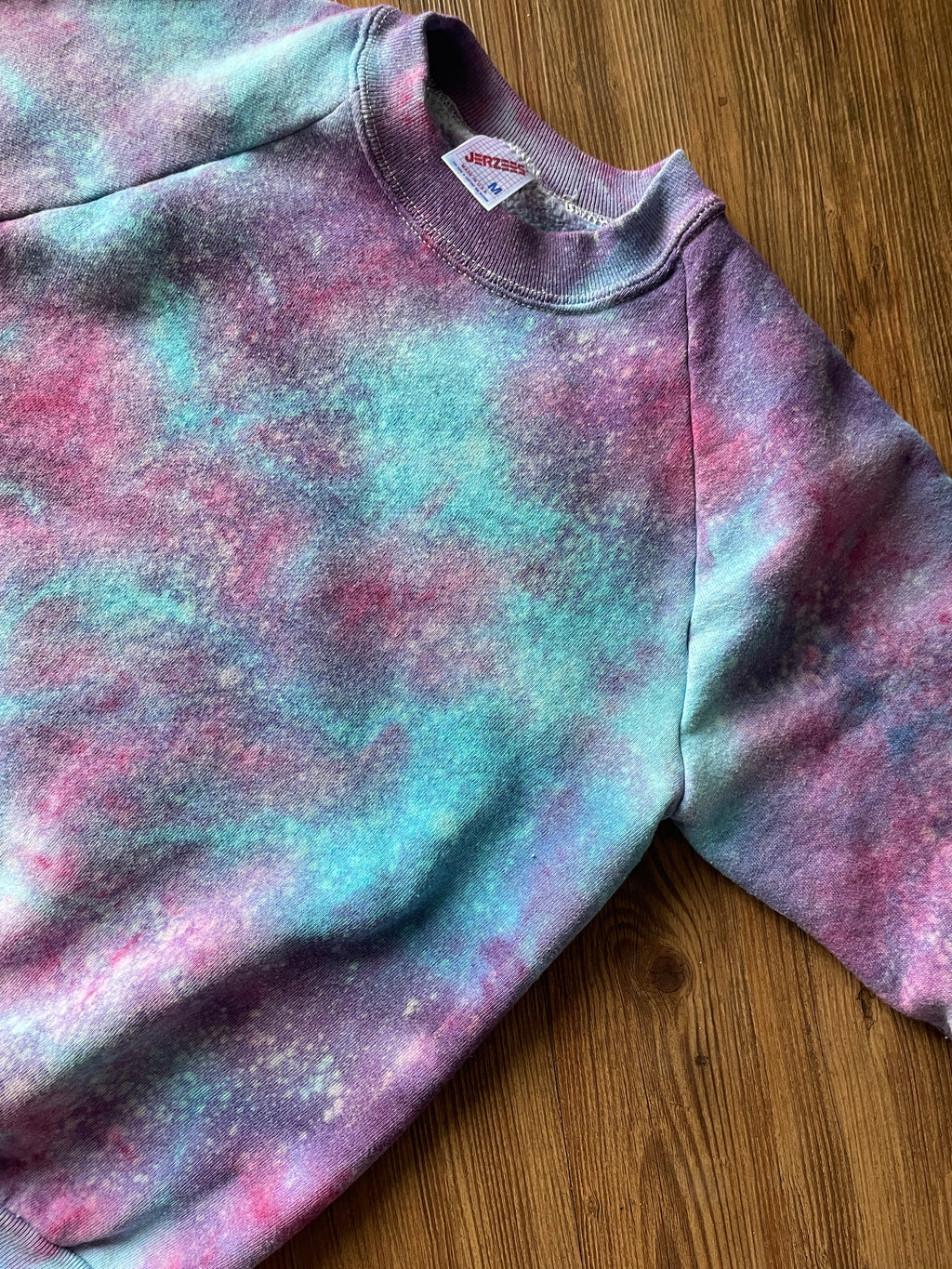 Medium Junior's Jerzeez Handmade Tie Dye Sweatshirt | Purple and Pink Galaxy Ice Dye Tie Dye Sweatshirt