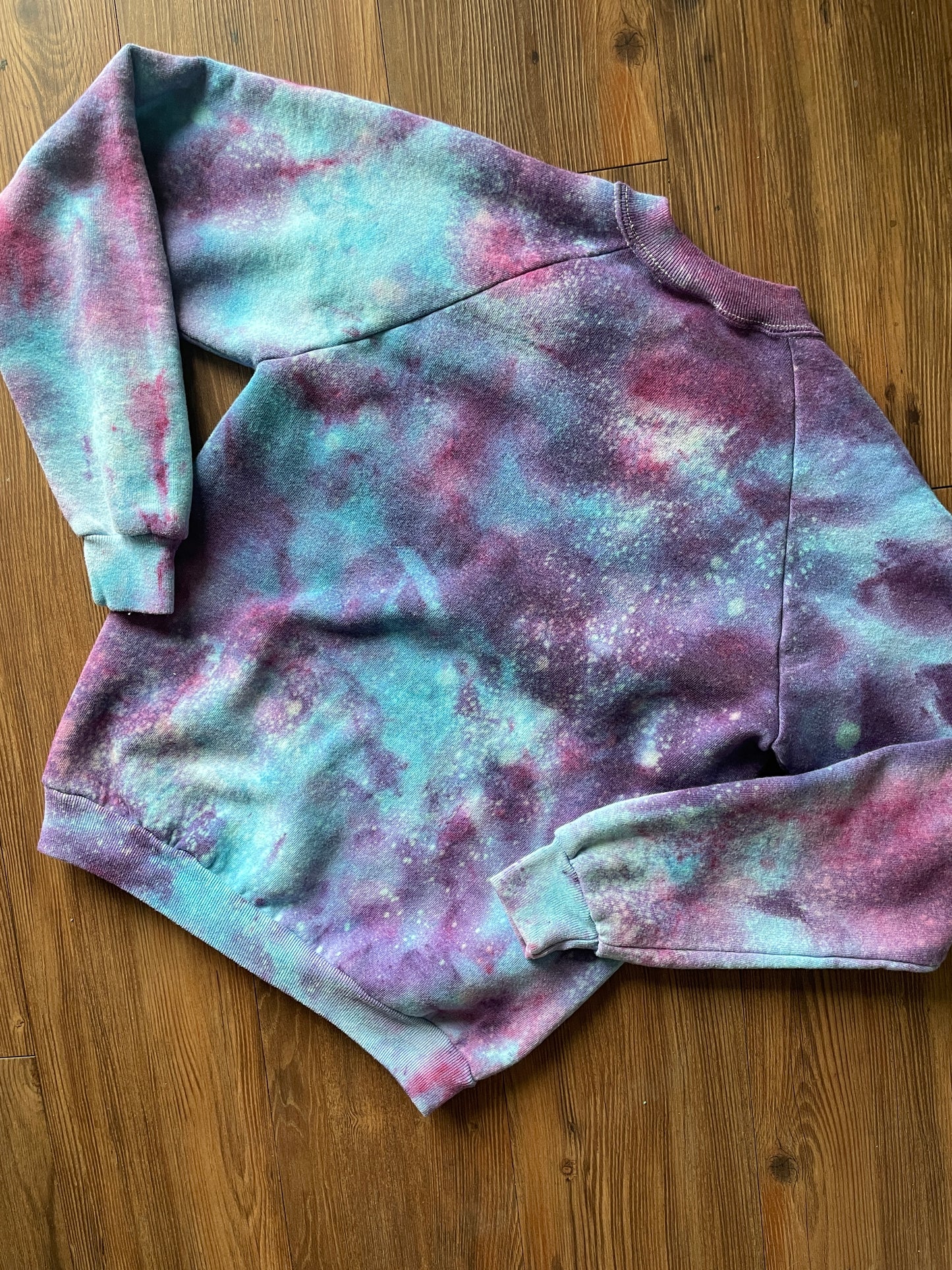 Medium Junior's Jerzeez Handmade Tie Dye Sweatshirt | Purple and Pink Galaxy Ice Dye Tie Dye Sweatshirt