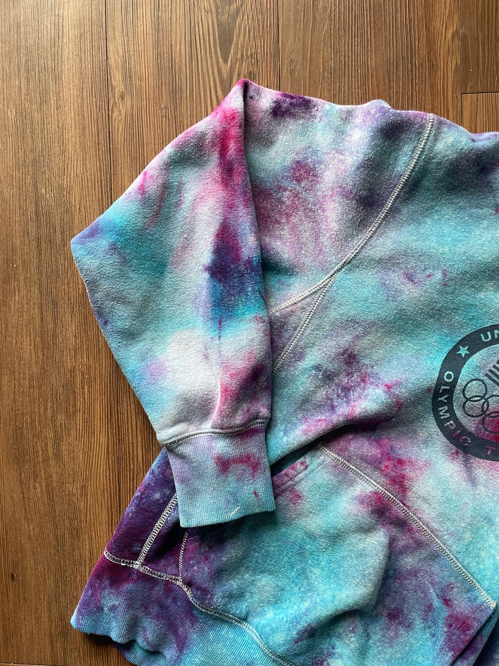 Small Men’s Nike Team USA Olympic Team Handmade Tie Dye Hoodie | Purple and Pink Galaxy Ice Dye Tie Dye Sweatshirt