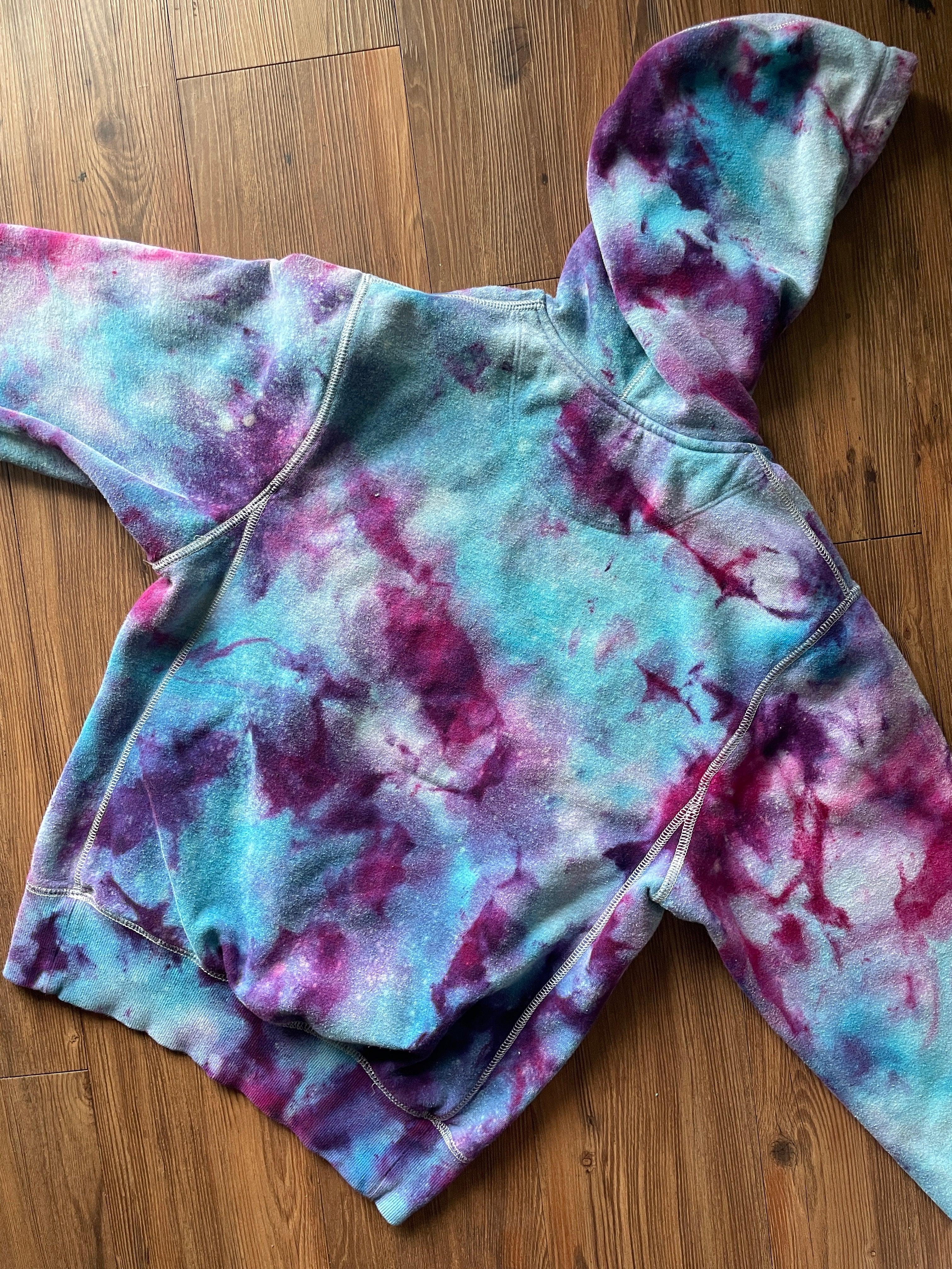 Small Men’s Nike Team USA Olympic Team Handmade Tie Dye Hoodie | Purple and Pink Galaxy Ice Dye Tie Dye Sweatshirt