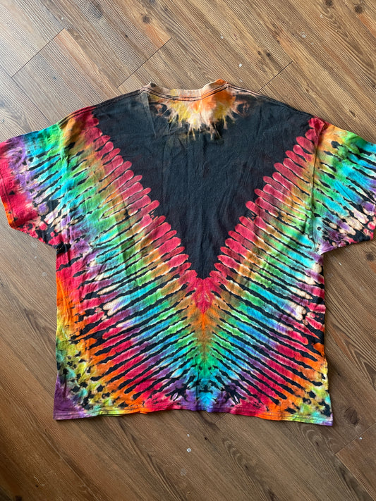 3XL Men’s Be Kind To One Another Rainbow T-Shirt | Black and Rainbow Handmade Reverse Tie Dye Short Sleeve