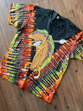 XL Men’s Taco Dabbing Tie Dye T-Shirt | Black, Green, and Orange Handmade Reverse Tie Dye Short Sleeve