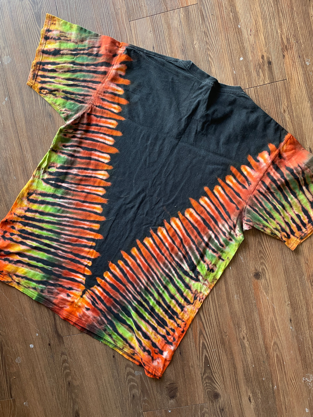 XL Men’s Taco Dabbing Tie Dye T-Shirt | Black, Green, and Orange Handmade Reverse Tie Dye Short Sleeve
