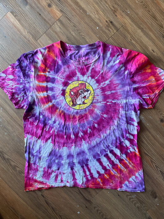 XL Women’s Buccee’s Tie Dye T-Shirt | Pink and Purple No Sleep Til Buccee’s Handmade Spiral Tie Dye Short Sleeve