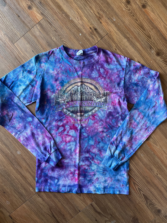 SMALL Men’s Breckenridge Colorado T-Shirt | Ski Mountain Landscape Handmade Galaxy Tie Dye  Long Sleeve