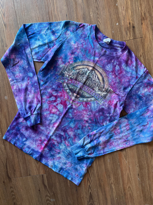 SMALL Men’s Breckenridge Colorado T-Shirt | Ski Mountain Landscape Handmade Galaxy Tie Dye  Long Sleeve