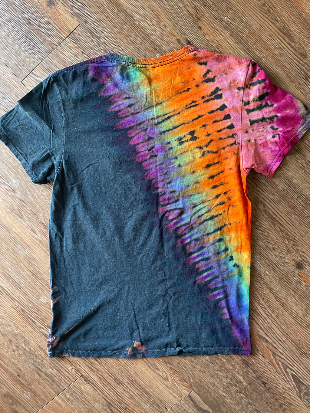 MEDIUM Men’s AC/DC Rainbow Tie Dye T-Shirt | 70s Rock Band Handmade Reverse Tie Dye Short Sleeve