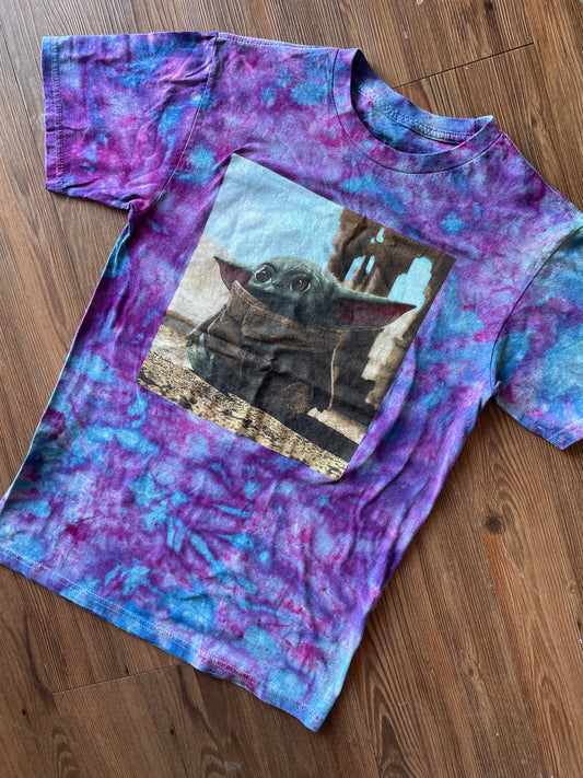 SMALL Men’s Grogu Baby Yoda T-Shirt | Stars Wars The Mandalorian Handmade Galaxy Tie Dye Short Sleeve