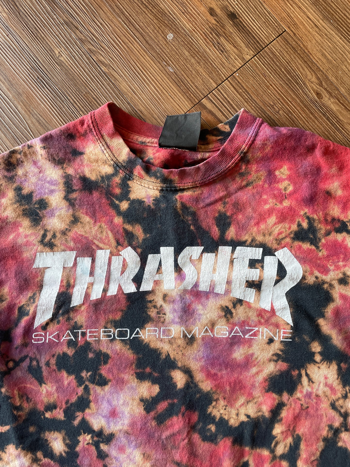SMALL Men’s Thrasher Magazine T-Shirt | Thrasher Skateboard Handmade Reverse Tie Dye Short Sleeve