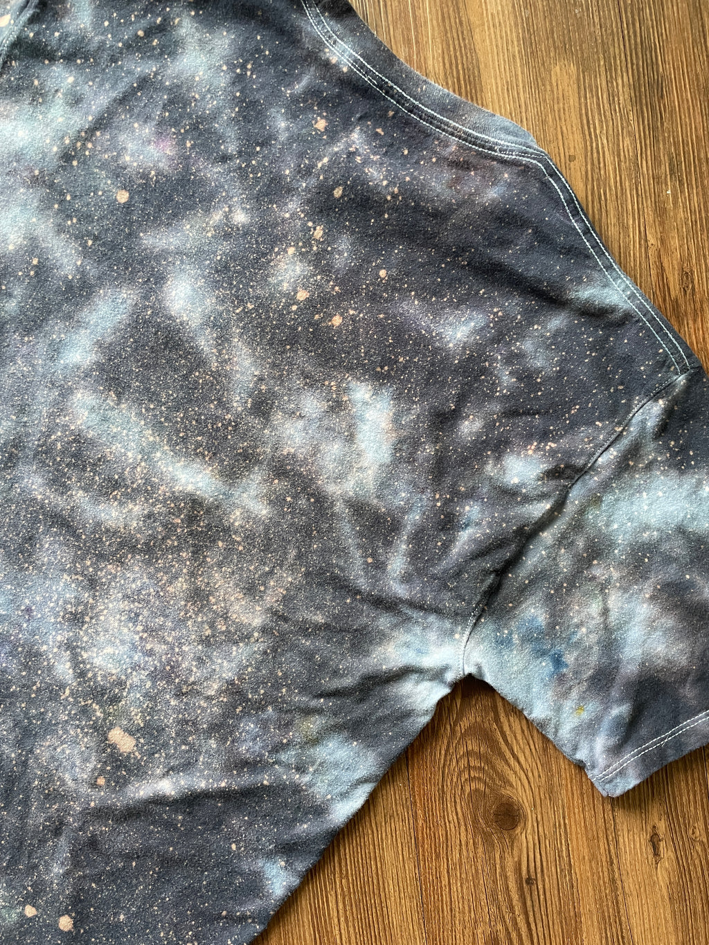 Medium Men’s Champion Handmade Tie Dye T-Shirt | Blue, Black and Gray Marble Ice Dye Tie Dye Short Sleeve