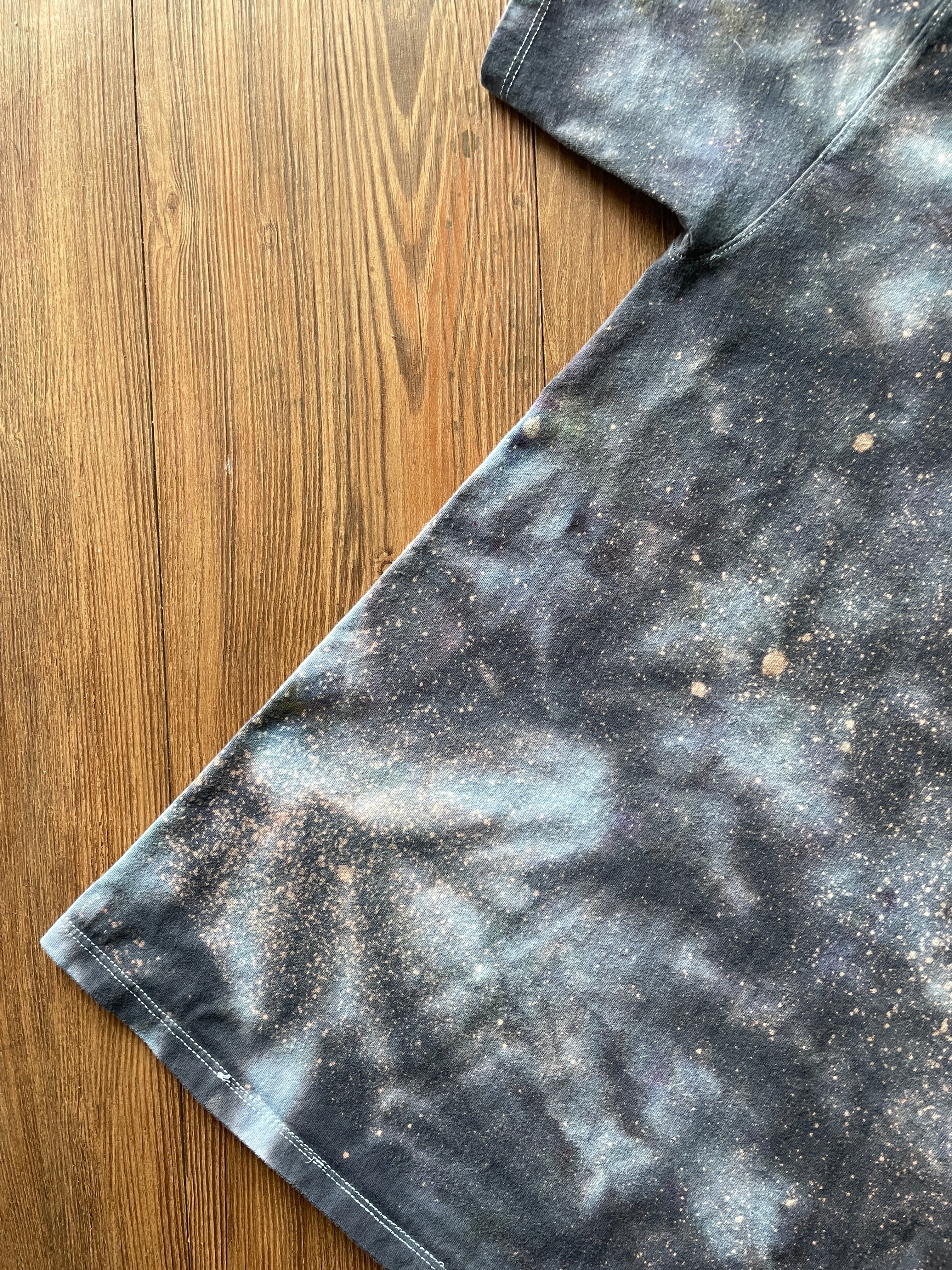 Medium Men’s Champion Handmade Tie Dye T-Shirt | Blue, Black and Gray Marble Ice Dye Tie Dye Short Sleeve