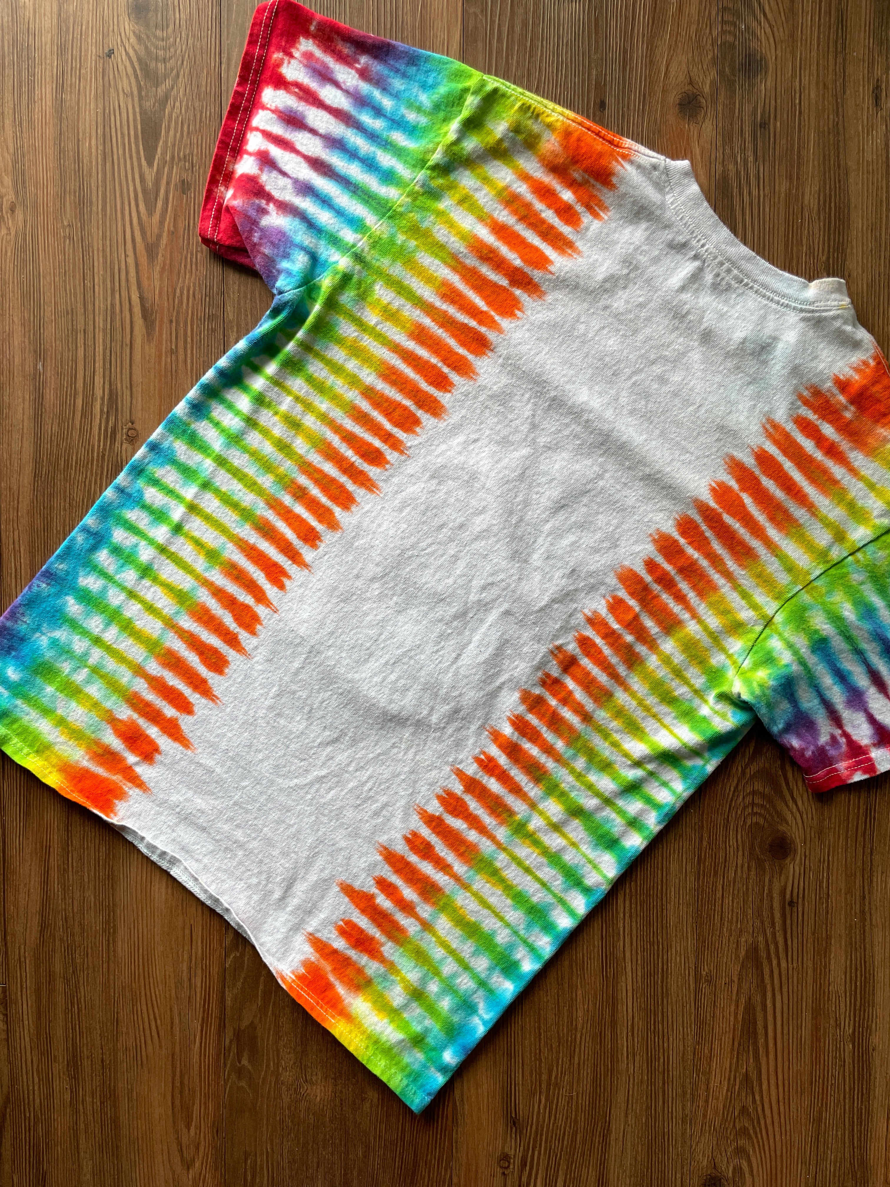 Medium Men’s Mario Kart Handmade Tie Dye T-Shirt | Rainbow Road Pleated Tie Dye Short Sleeve