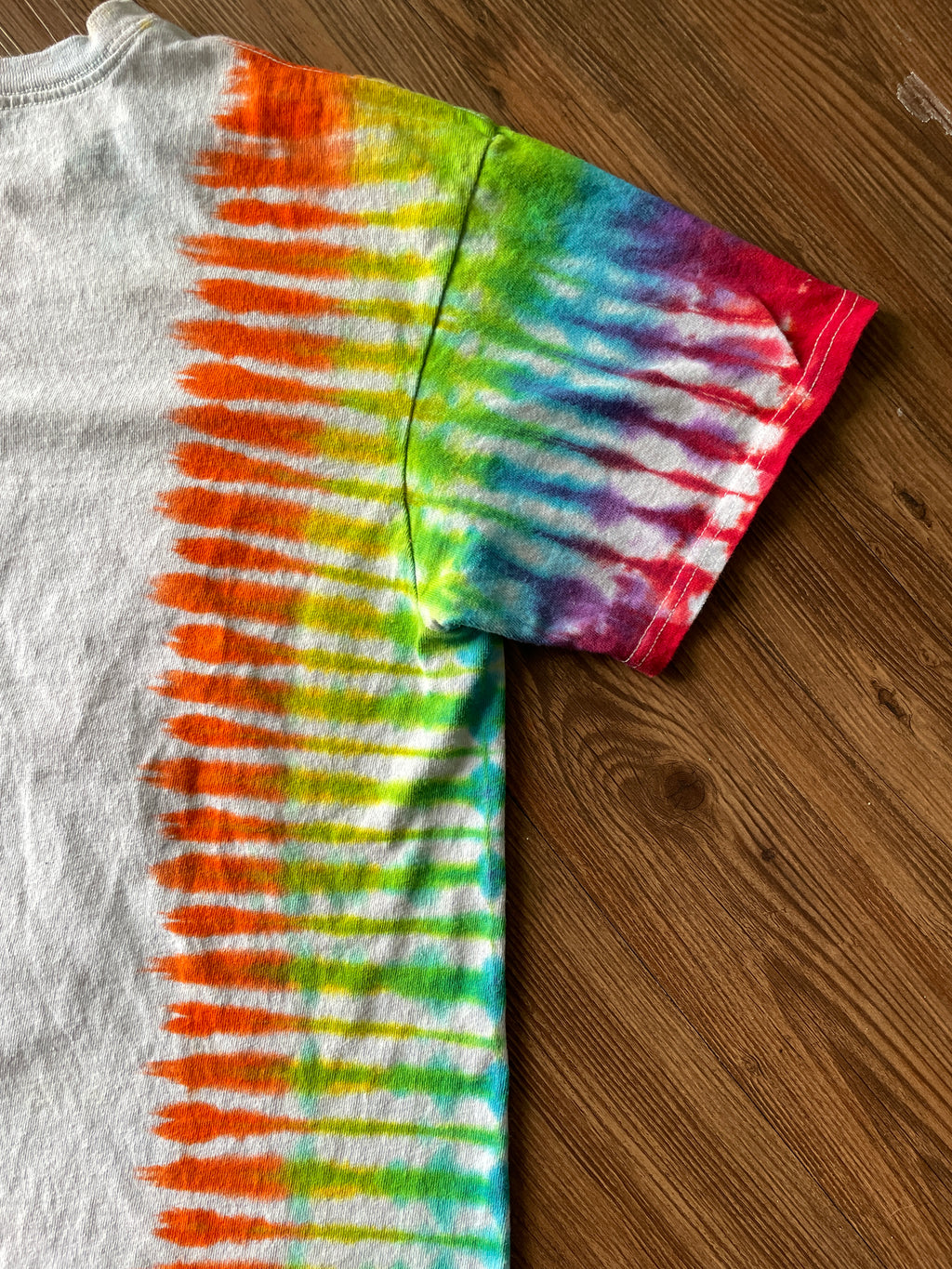 Medium Men’s Mario Kart Handmade Tie Dye T-Shirt | Rainbow Road Pleated Tie Dye Short Sleeve