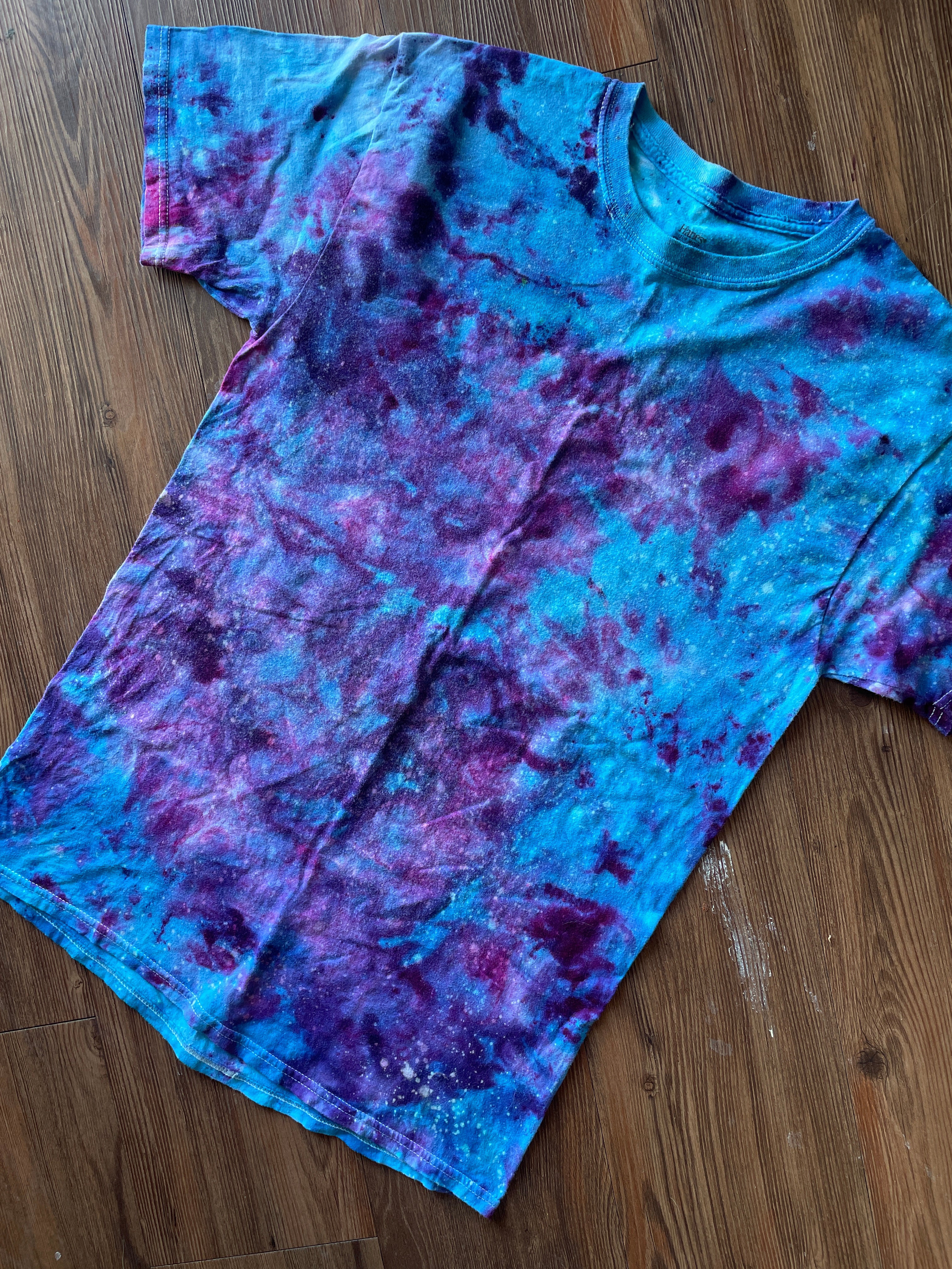 MEDIUM Men’s Galaxy Dye Tie Dye T-Shirt | Blue and Purple Space Ice Dye Tie Dye Short Sleeve