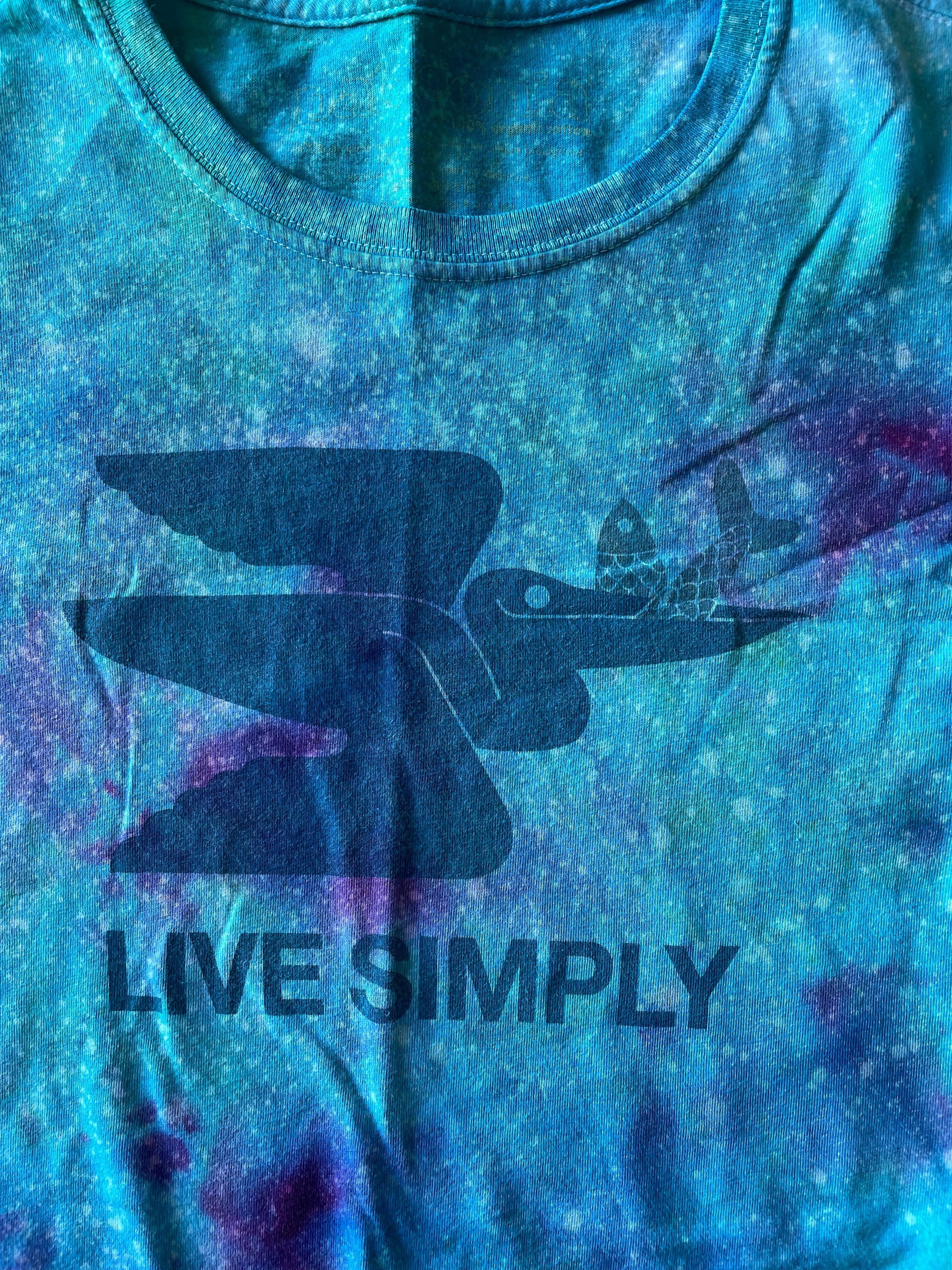SMALL Women’s Live Simply Patagonia Fishing Tie Dye T-Shirt | Galaxy Dye Tie Dye Long Sleeve
