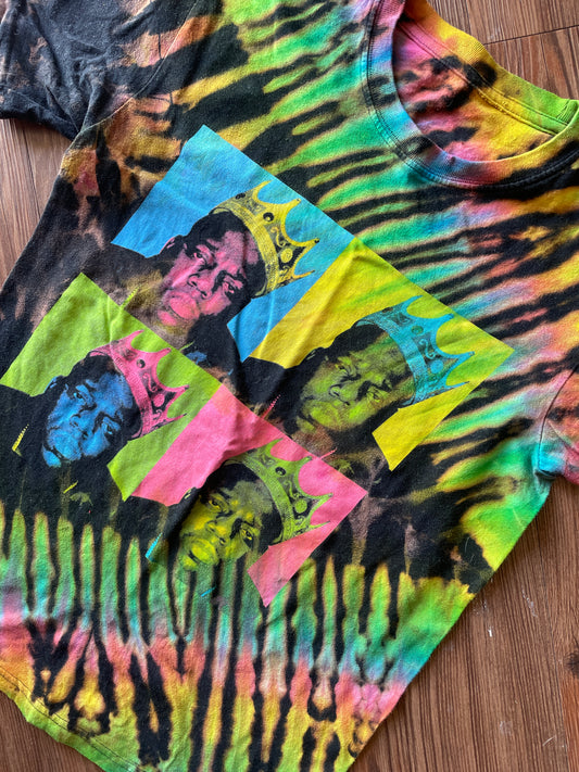 MEDIUM Men’s Neon Biggie Smalls Reverse Tie Dye T-Shirt | Notorious B.I.G. Reverse Tie Dye Short Sleeve