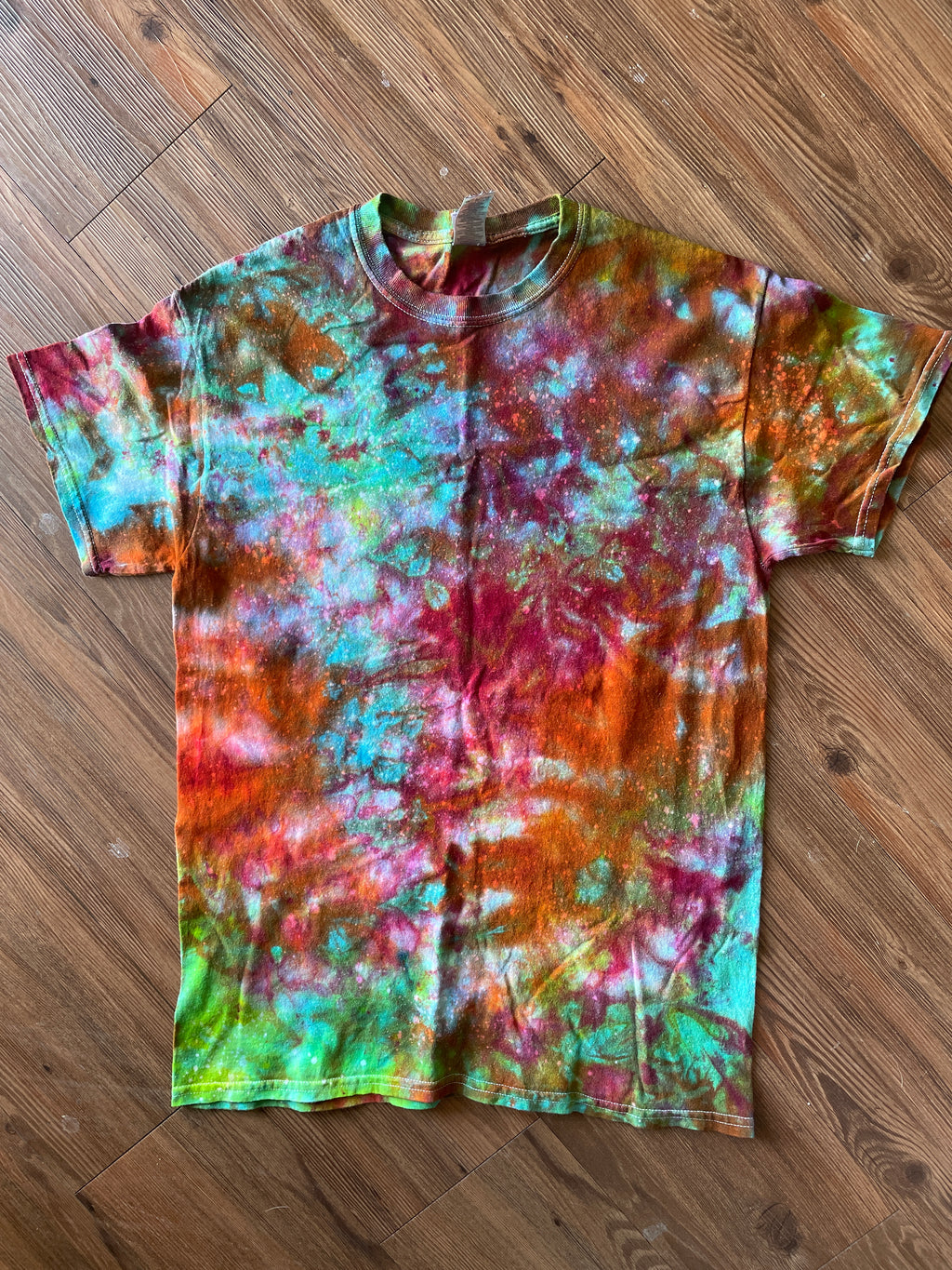 MEDIUM Men’s Rainbow Galaxy Tie Dye T-Shirt | Grunge Galaxy Ice Dye Tie Dye Short Sleeve