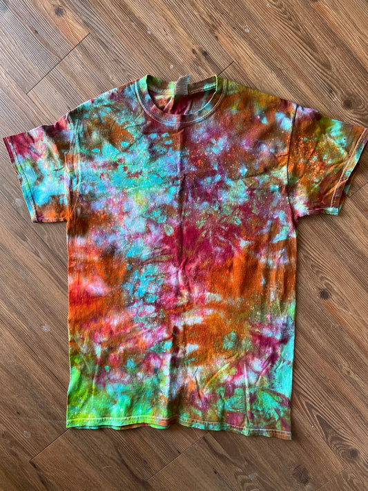 MEDIUM Men’s Rainbow Galaxy Tie Dye T-Shirt | Grunge Galaxy Ice Dye Tie Dye Short Sleeve