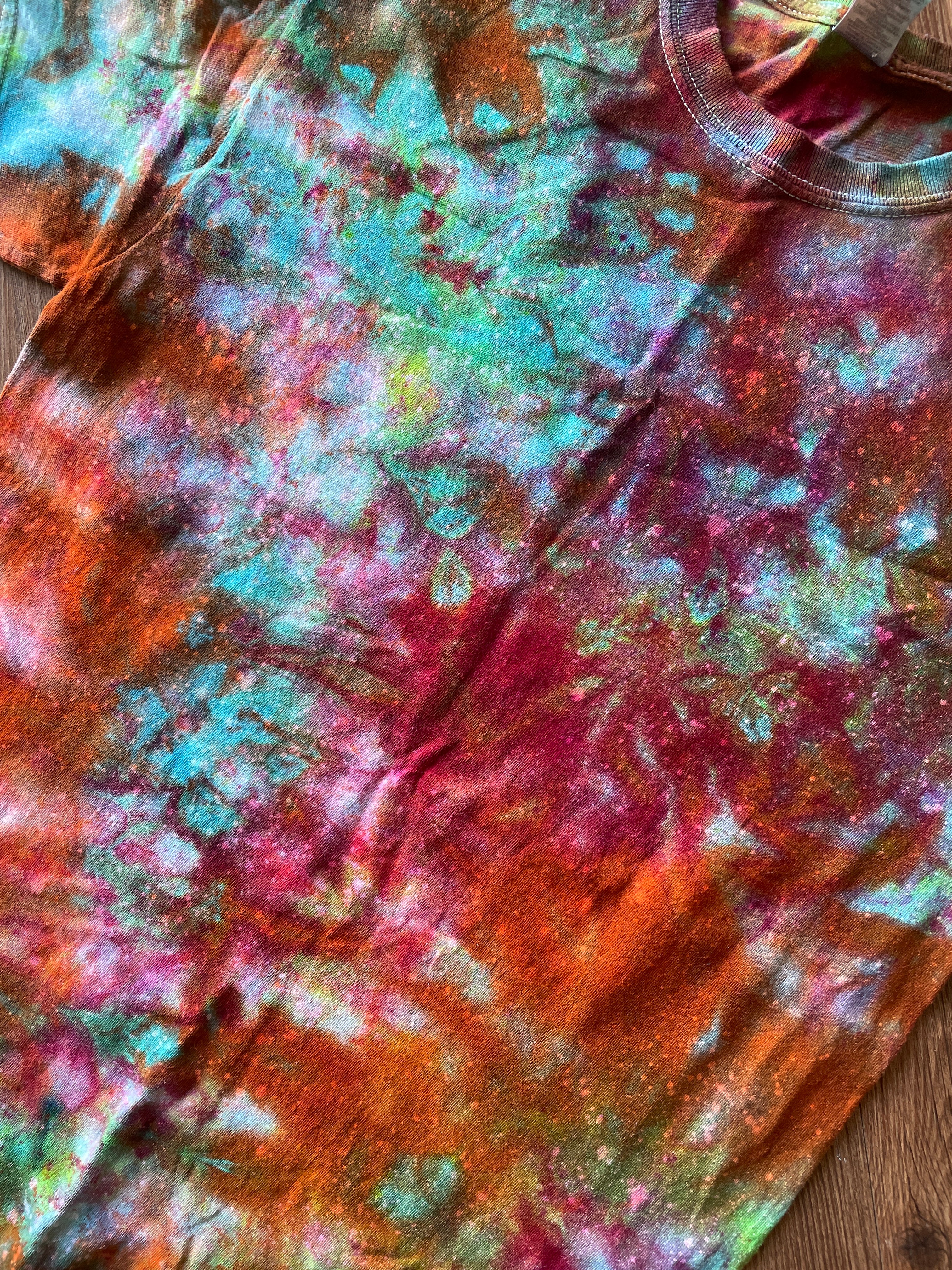 MEDIUM Men’s Rainbow Galaxy Tie Dye T-Shirt | Grunge Galaxy Ice Dye Tie Dye Short Sleeve