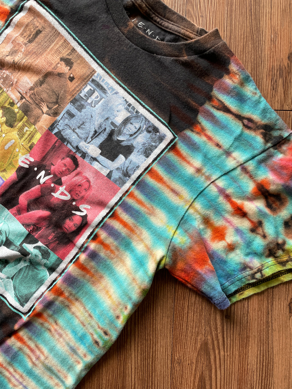 Medium Men’s Friends Handmade Tie Dye T-Shirt | Multicolor Pleated Reverse Tie Dye Short Sleeve