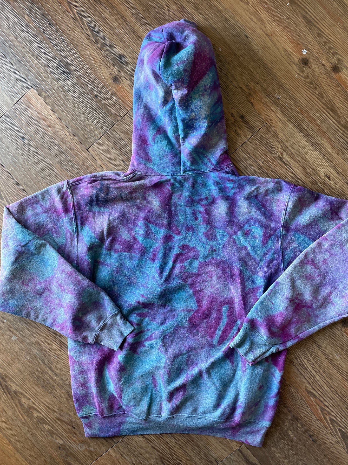 MEDIUM Men’s Happy Camper Galaxy Tie Dye Sweatshirt | Pastel Purple Ice Dye Hoodie