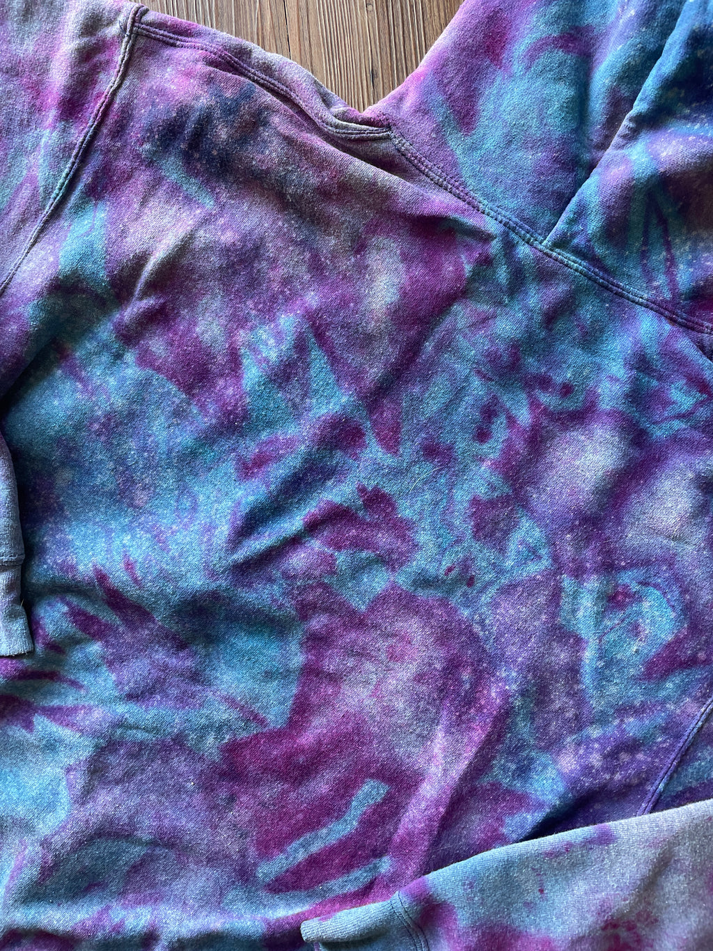 MEDIUM Men’s Happy Camper Galaxy Tie Dye Sweatshirt | Pastel Purple Ice Dye Hoodie