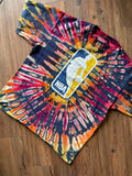 XL Men’s NBA Utah Jazz Handmade Tie Dye T-Shirt | Red and Orange Pleated Tie Dye Short Sleeve