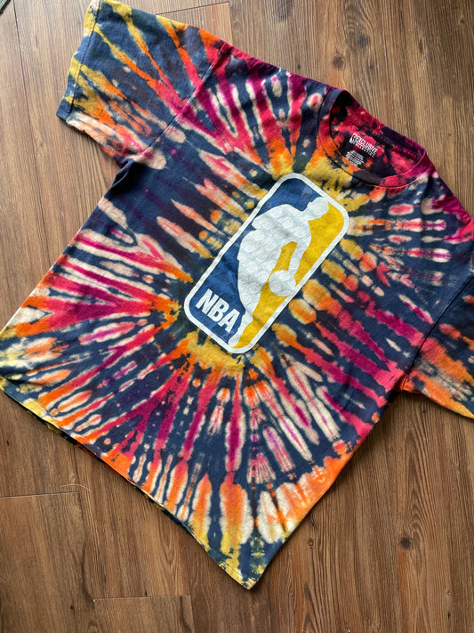 XL Men’s NBA Utah Jazz Handmade Tie Dye T-Shirt | Red and Orange Pleated Tie Dye Short Sleeve