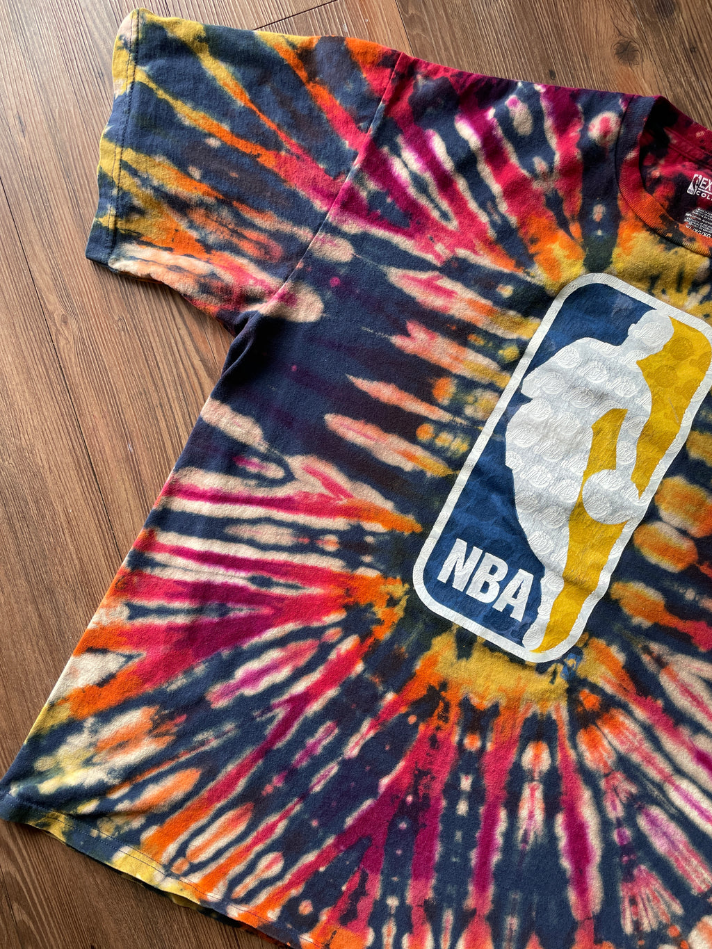 XL Men’s NBA Utah Jazz Handmade Tie Dye T-Shirt | Red and Orange Pleated Tie Dye Short Sleeve
