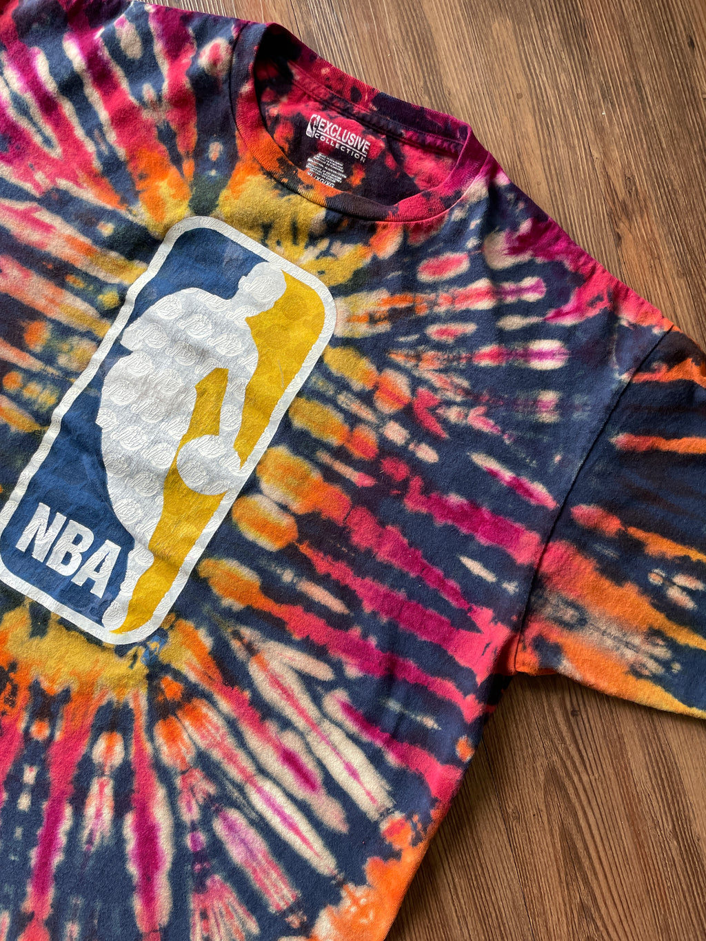 XL Men’s NBA Utah Jazz Handmade Tie Dye T-Shirt | Red and Orange Pleated Tie Dye Short Sleeve