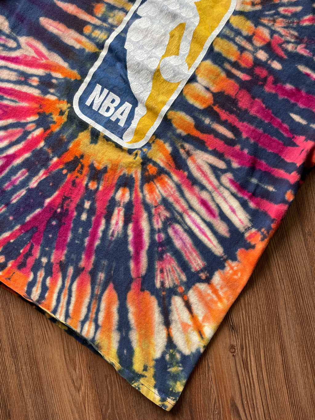 XL Men’s NBA Utah Jazz Handmade Tie Dye T-Shirt | Red and Orange Pleated Tie Dye Short Sleeve
