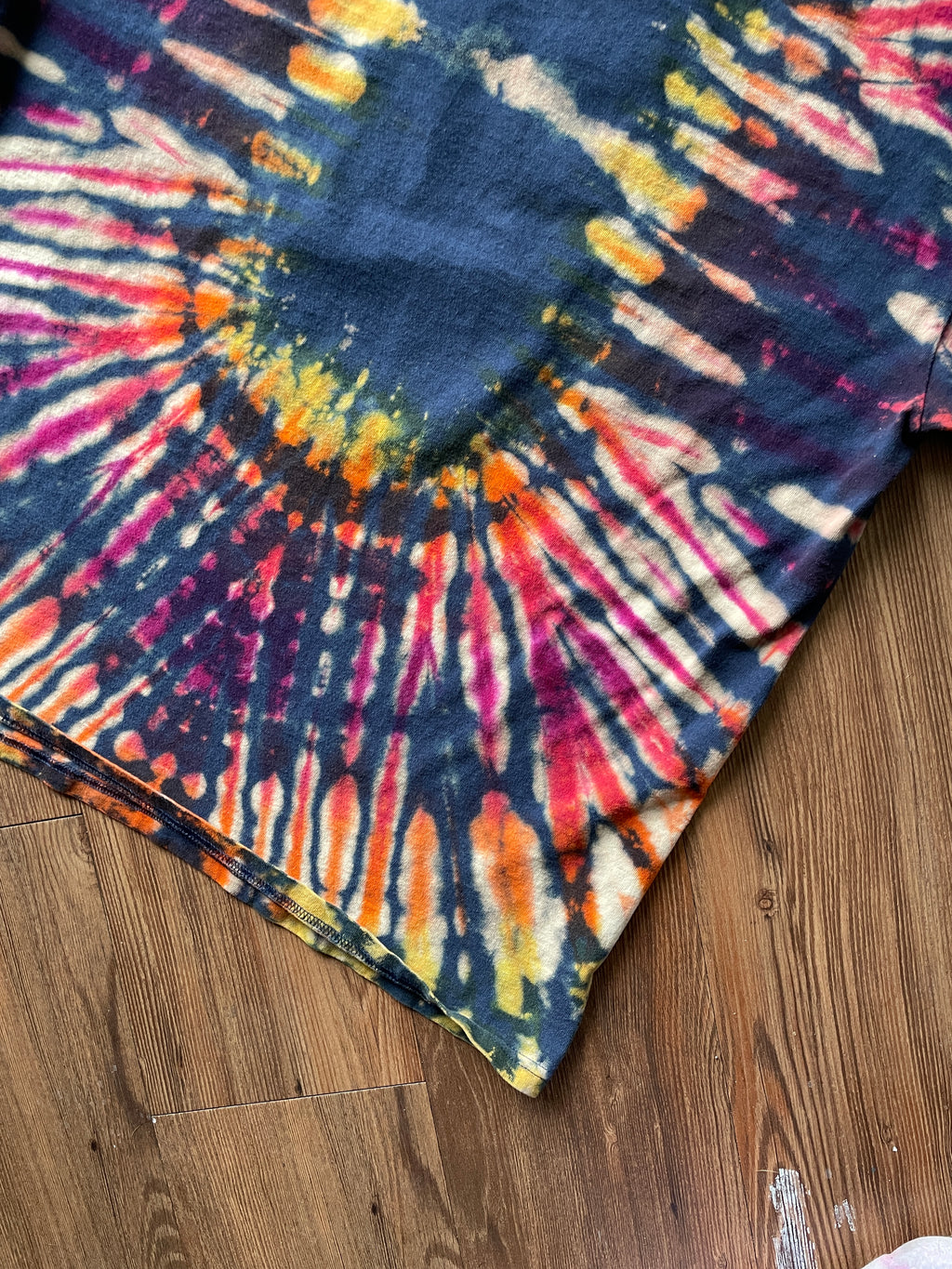 XL Men’s NBA Utah Jazz Handmade Tie Dye T-Shirt | Red and Orange Pleated Tie Dye Short Sleeve