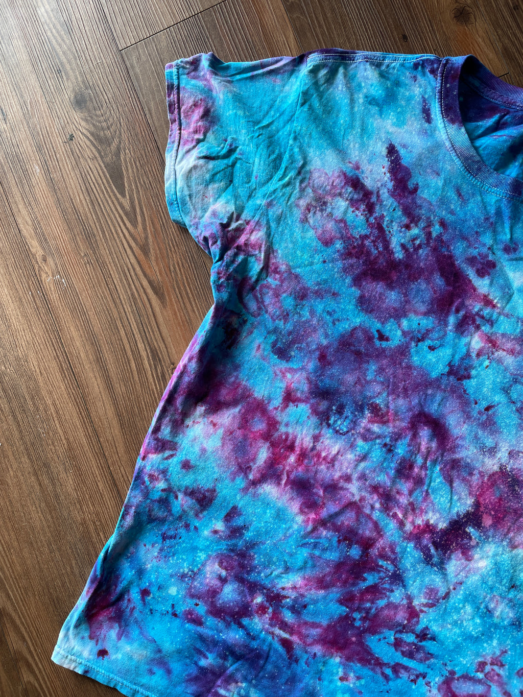 Large Men’s Galaxy Dye Tie Dye T-Shirt | Blue and Purple Space Ice Dye Tie Dye Short Sleeve