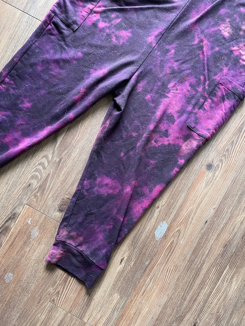 Medium Women's Handmade Tie Dye Jumpsuit | Maroon and Black Crumpled Sleeveless Jumpsuit