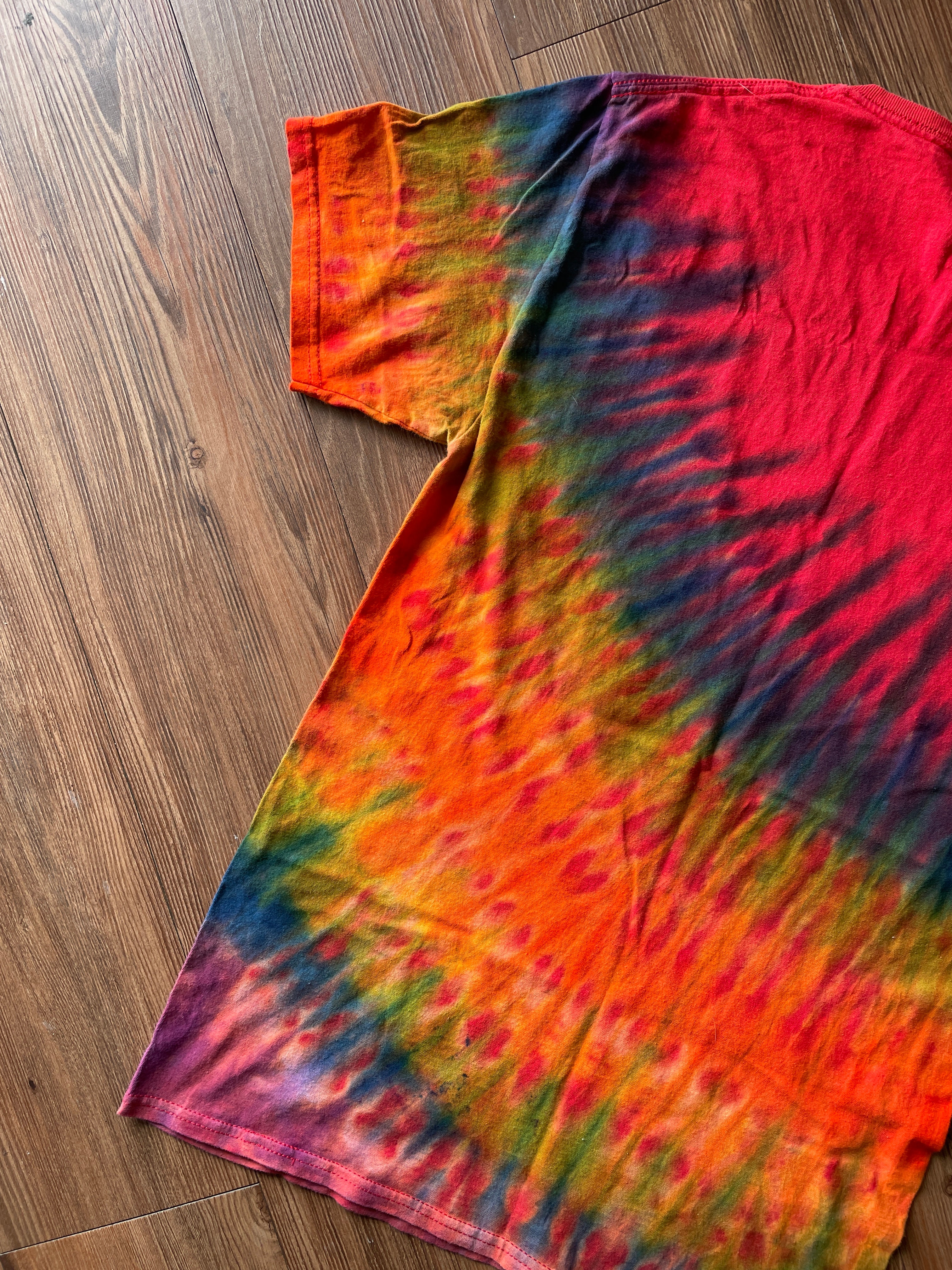 SMALL Men’s Coca-Cola Rainbow Tie Dye T-Shirt | Red and Rainbow Reverse Tie Dye Short Sleeve