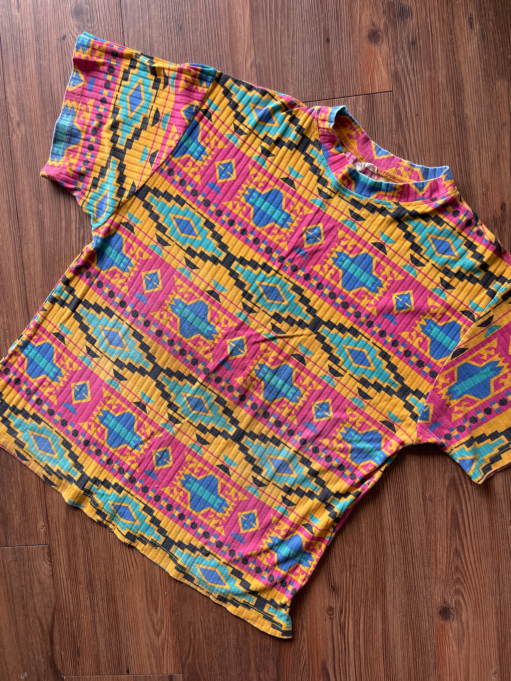 Medium Men’s Have a Nice Trip Handmade Reverse Tie Dye T-Shirt | Blue and Black Crumpled Tie Dye Short Sleeve