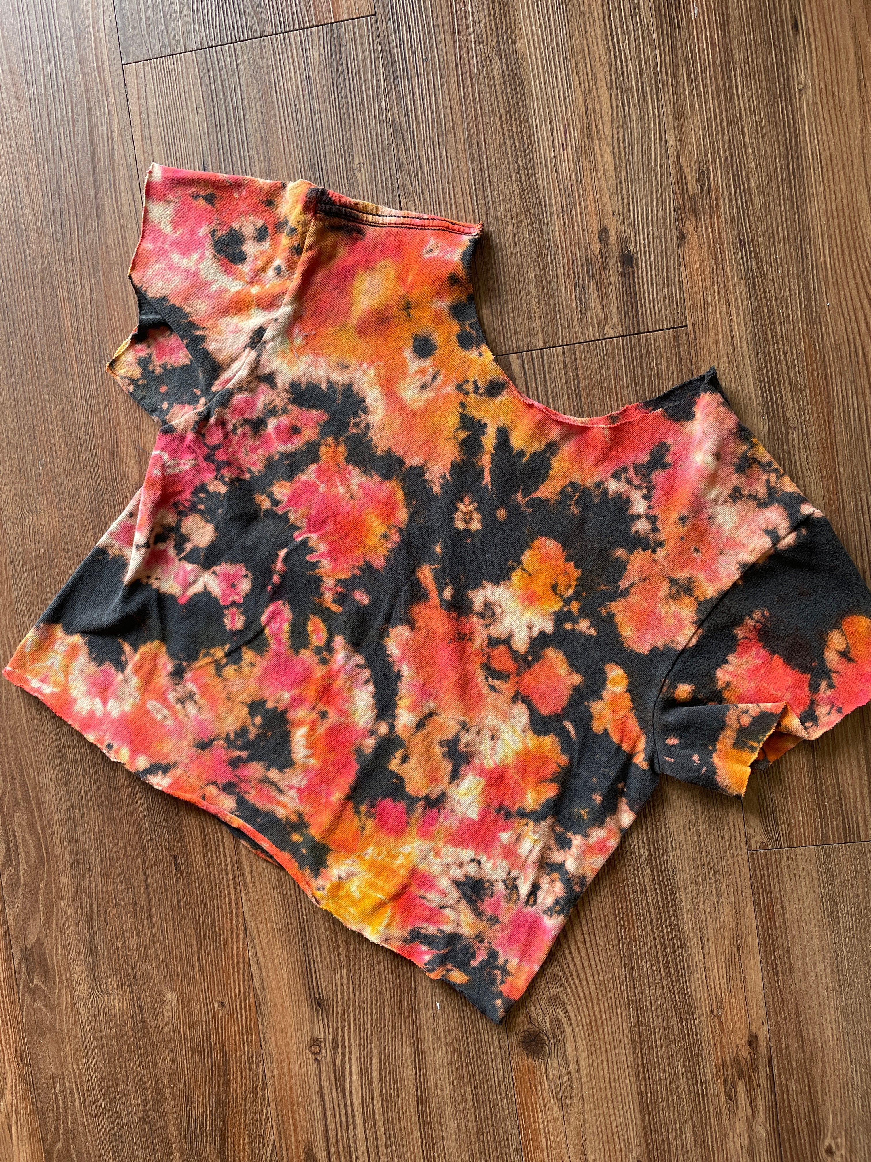 Small Men's Remember When I Asked Your Opinion? Tie Dye Crop Top | Red and Orange Bleach Dye Short Sleeve