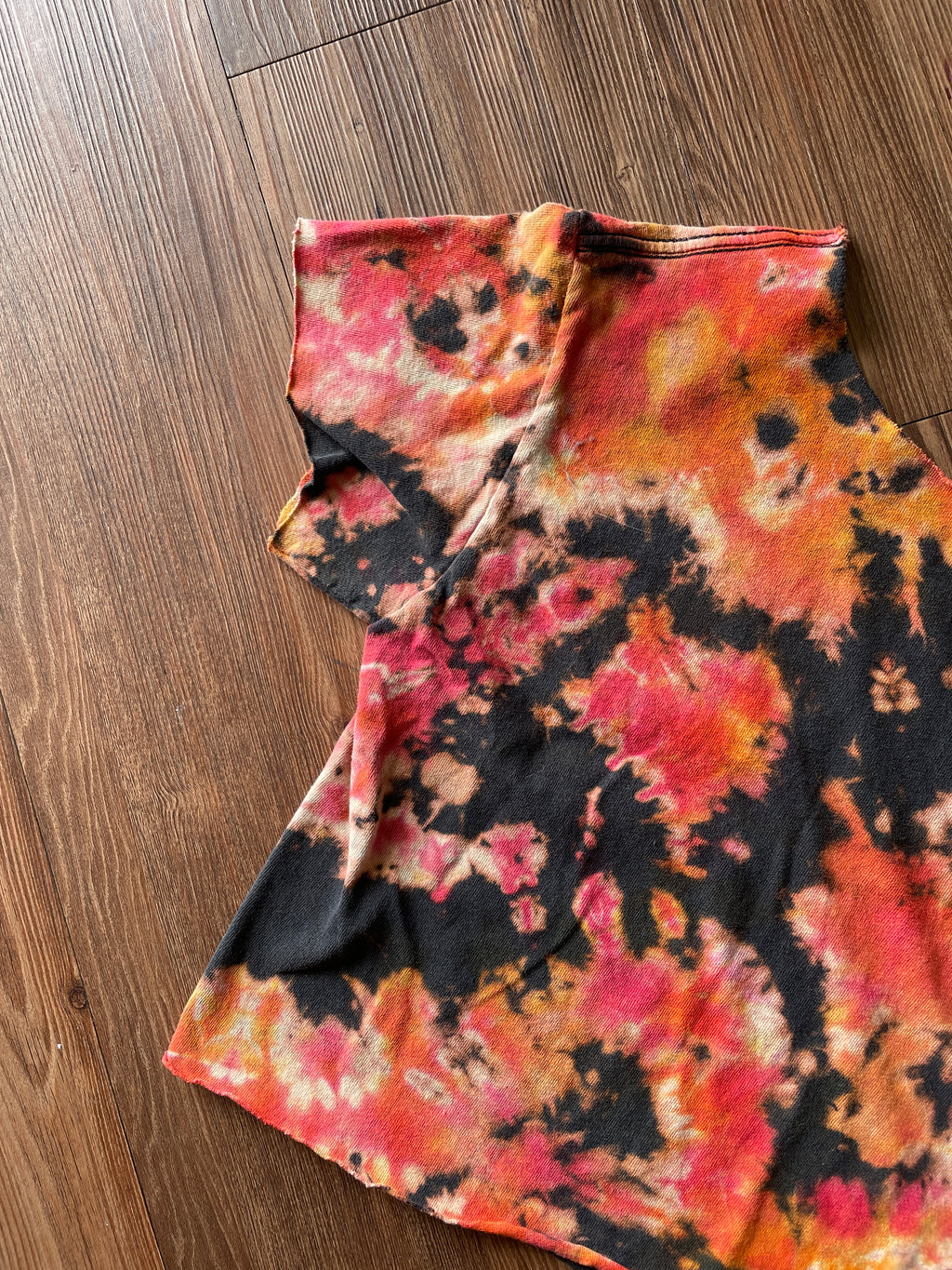 Small Men's Remember When I Asked Your Opinion? Tie Dye Crop Top | Red and Orange Bleach Dye Short Sleeve