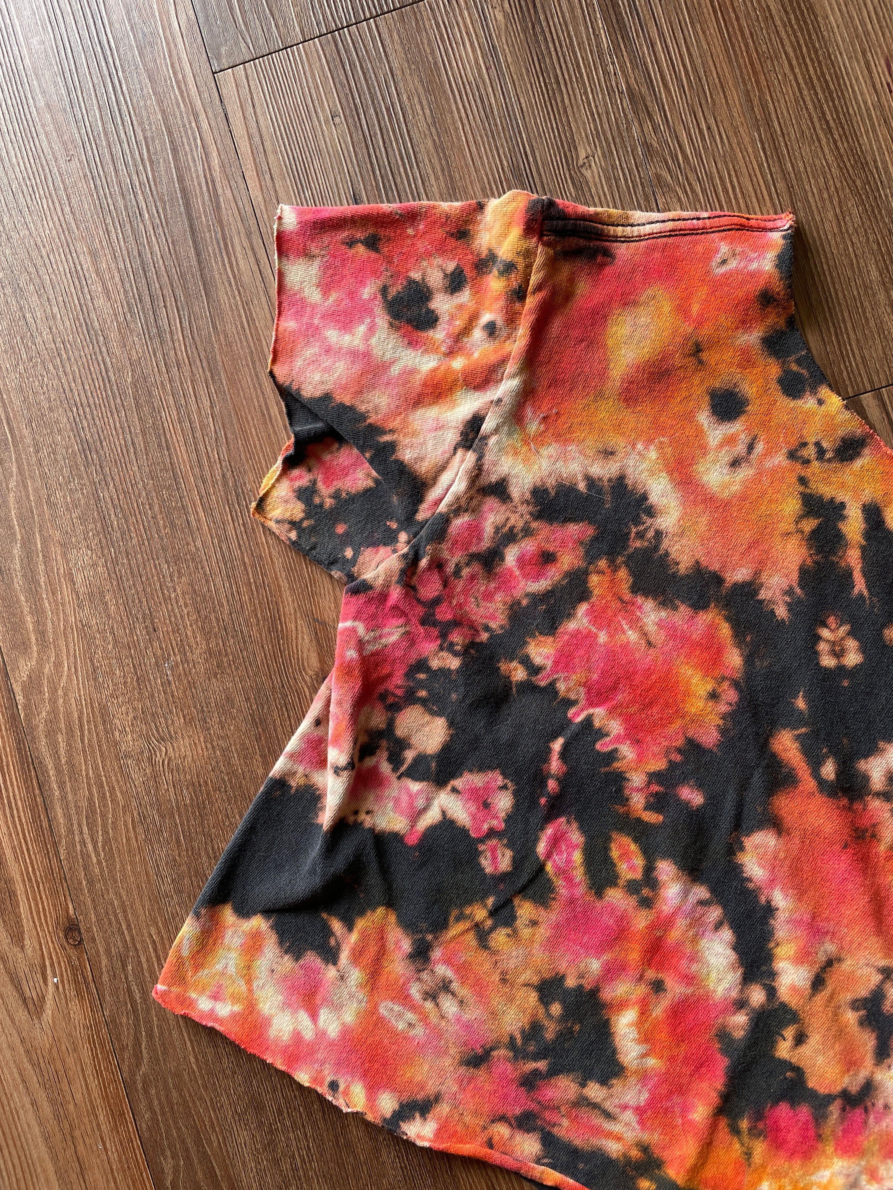 Small Men's Remember When I Asked Your Opinion? Tie Dye Crop Top | Red and Orange Bleach Dye Short Sleeve