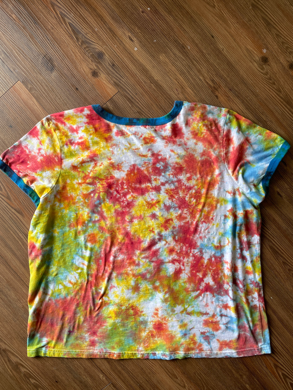 2XL Men’s Super Mario Super Fly Tie Dye T-Shirt | Rainbow Crumpled Tie Dye Short Sleeve