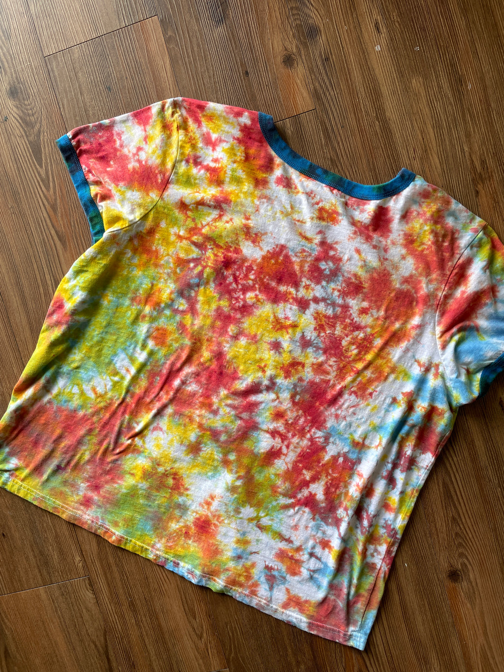 2XL Men’s Super Mario Super Fly Tie Dye T-Shirt | Rainbow Crumpled Tie Dye Short Sleeve