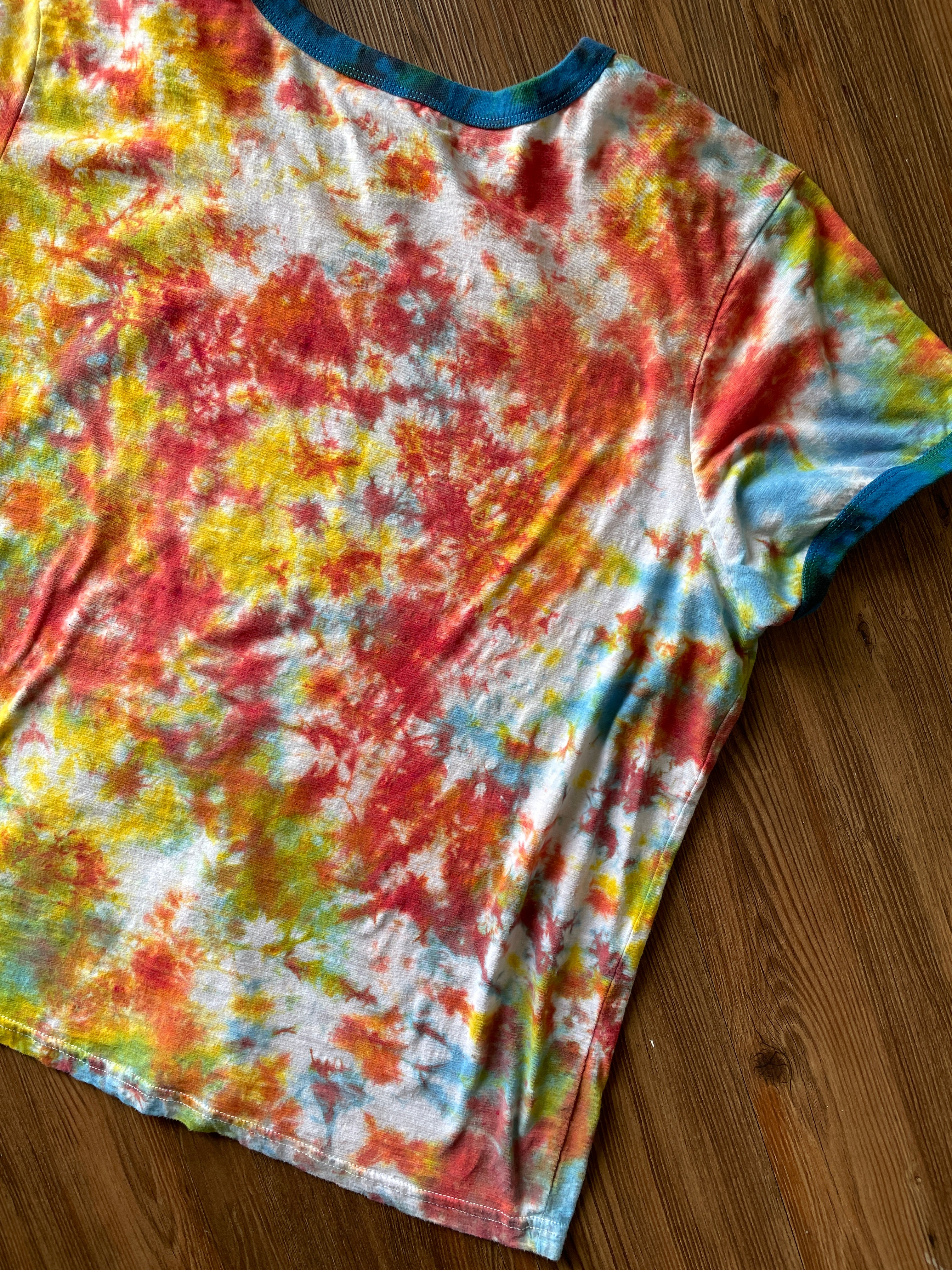 2XL Men’s Super Mario Super Fly Tie Dye T-Shirt | Rainbow Crumpled Tie Dye Short Sleeve