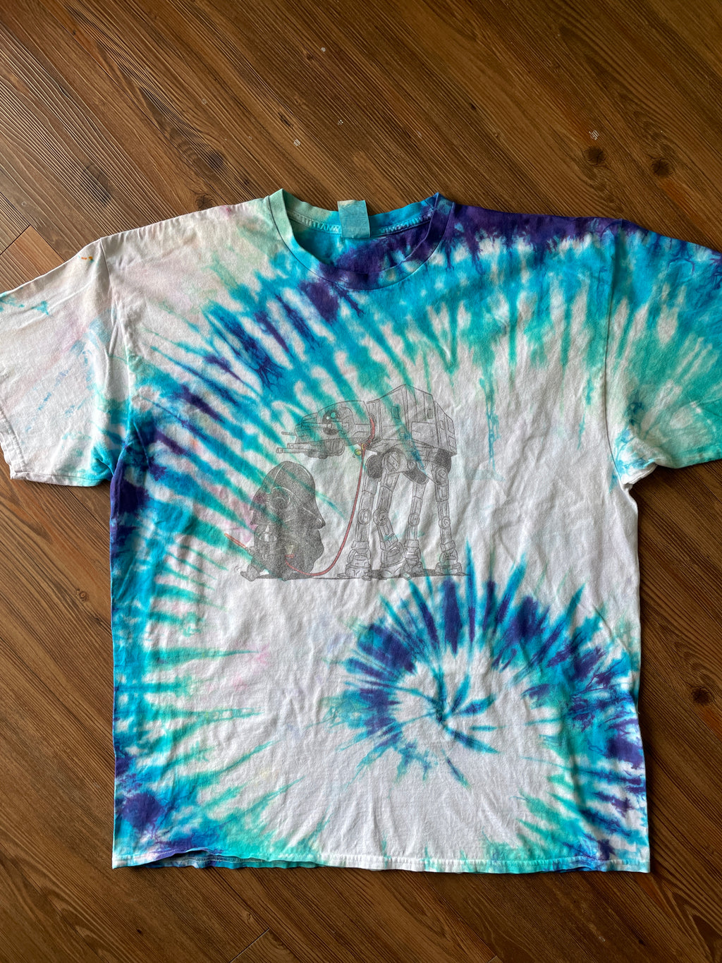 2XL Men’s Darth Vader and AT-AT Tie Dye T-Shirt | Star Wars Tie Dye Short Sleeve