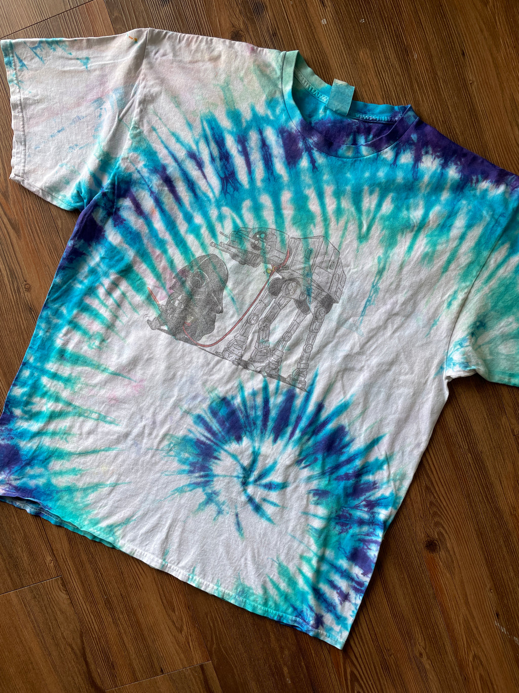 2XL Men’s Darth Vader and AT-AT Tie Dye T-Shirt | Star Wars Tie Dye Short Sleeve